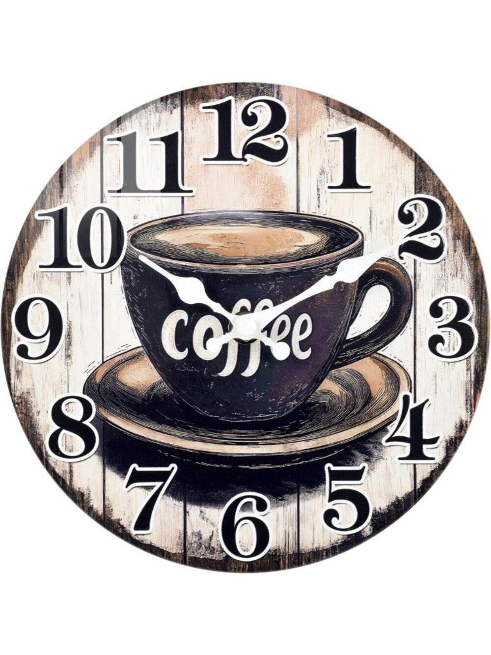 Rustic 12-Inch Coffee Wall Clock | Battery Operated Decor for Kitchen & Dining